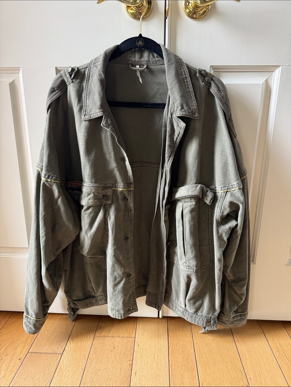 Free People Olive Utility Jacket Detail